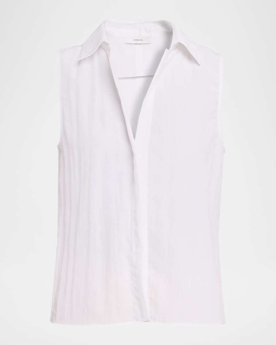 Sleeveless Boxy Button-Front Shirt
